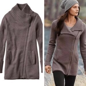 Women's Brown Asymmetric Zip Sweater Coat Wool Blend Womens Size Small